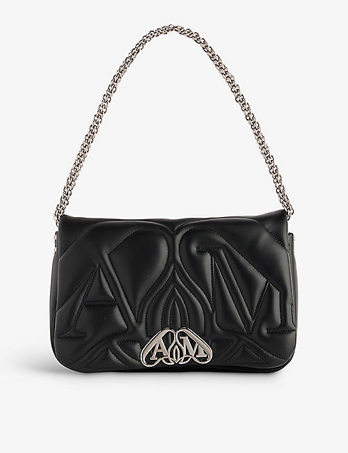 ALEXANDER MCQUEEN: Seal embroidered-leather cross-body bag