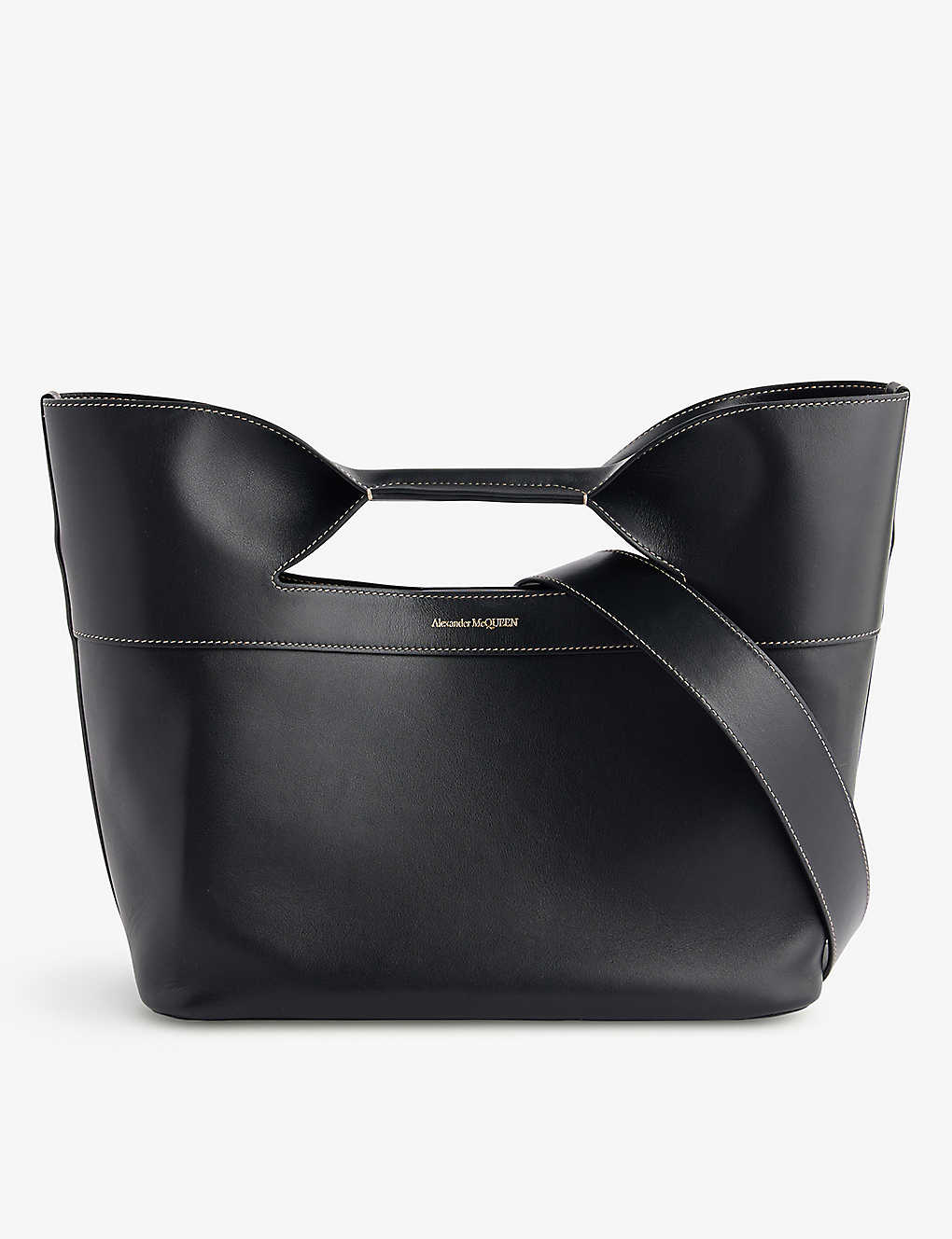 Alexander Mcqueen Black The Bow Leather Top-handle Bag