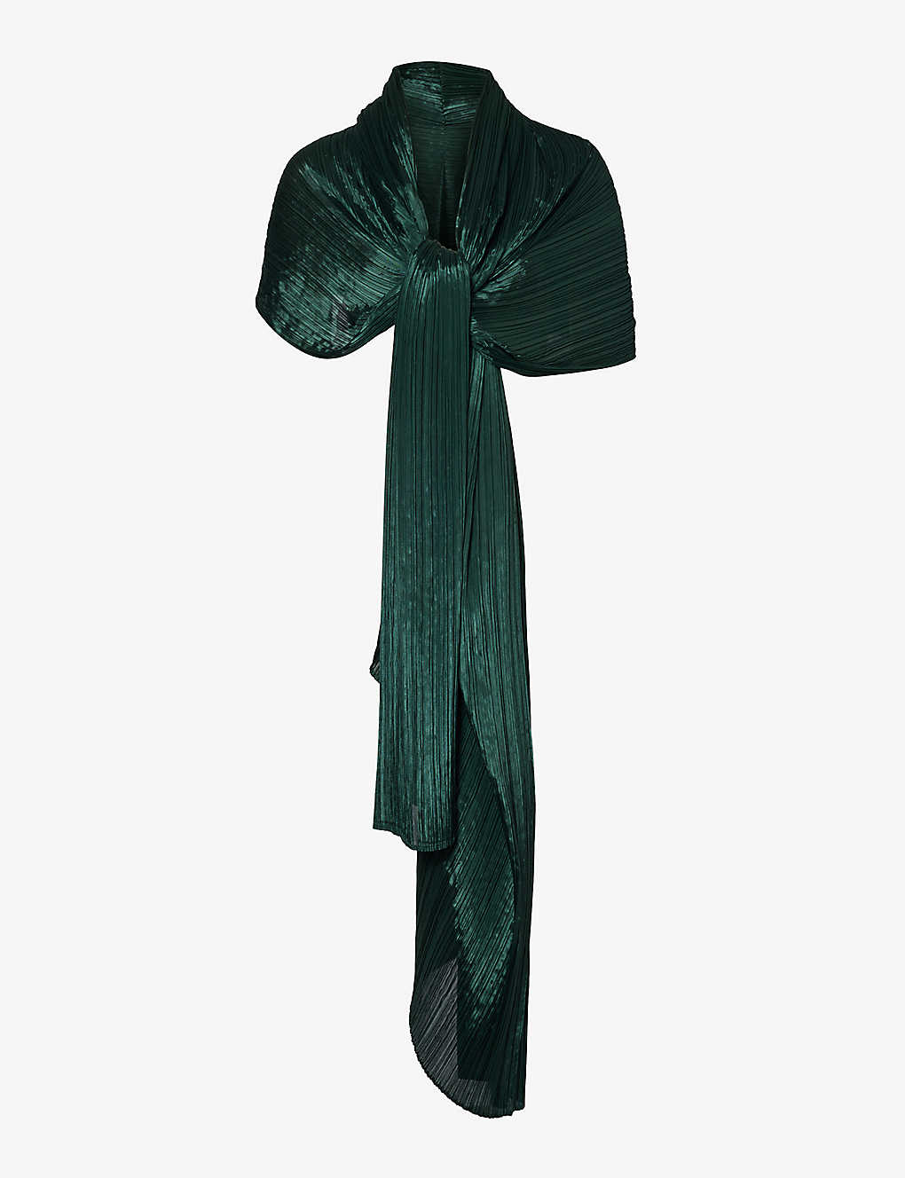 Issey Miyake Pleats Please  Womens Dark Green Basic Pleated Knitted Scarf