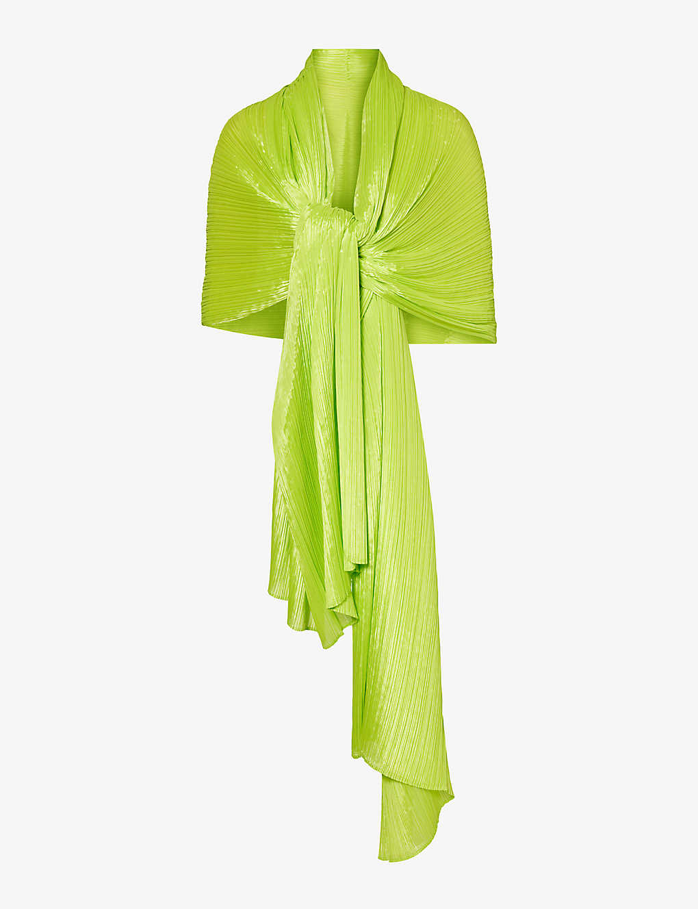 Issey Miyake Pleats Please  Womens Yellow Green Basic Pleated Knitted Scarf