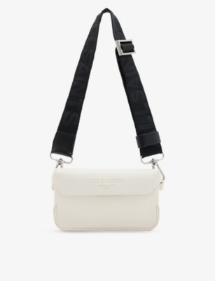 Allsaints Womens Desert White Zoe Logo-debossed Leather Cross-body Bag