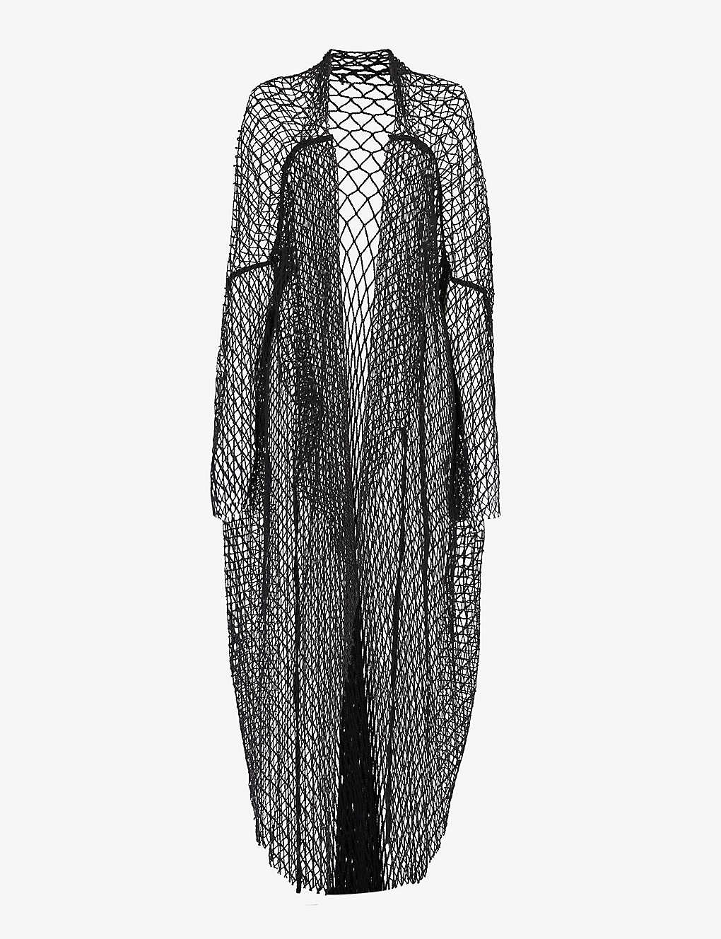 Symetria Womens Black Submersion Open-knit Cotton Cardigan