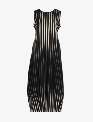 SYMETRIA: Incursion striped relaxed-fit wool-blend midi dress