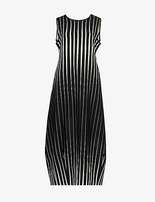 SYMETRIA: Incursion striped relaxed-fit wool-blend midi dress