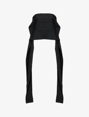 Symetria Womens Black Articul Cropped Slim-fit Wool Top