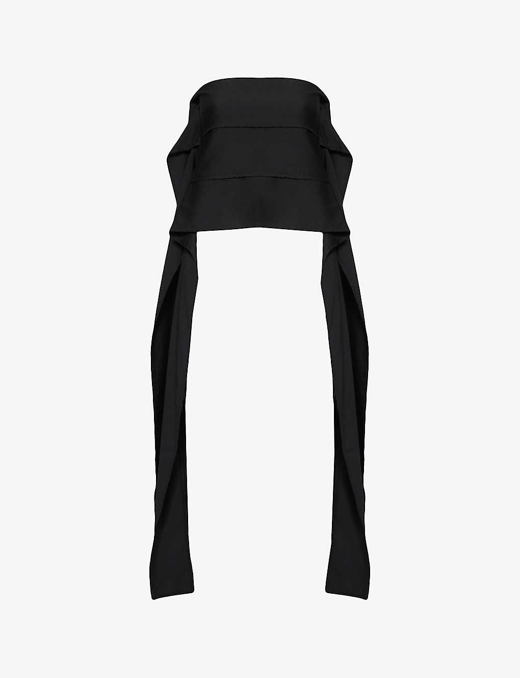 Symetria Womens Black Articul Cropped Slim-fit Wool Top