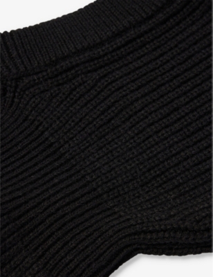 Shop Lemaire Women's Black Ribbed Wool-blend Balaclava