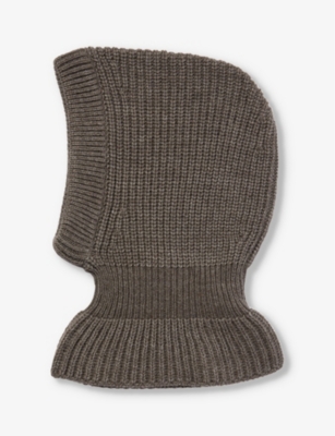 Shop Lemaire Women's Donkey Grey Ribbed Wool-blend Balaclava