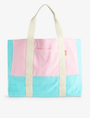 SUNUVA: Colour block towelling tote bag
