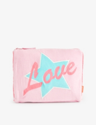 SUNUVA: 'Love' embroidered towelling wash bag