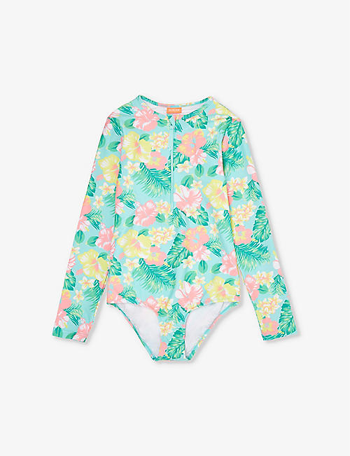 SUNUVA: Floral-print stretch-recycled polyester swimsuit 2-12 years