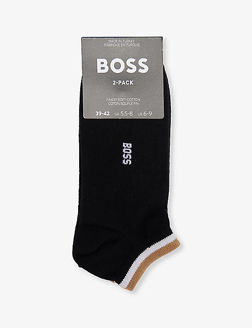 BOSS: Brand-print ankle-rise cotton-blend socks