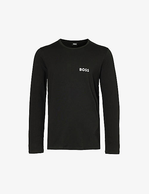 BOSS: Brand-print slim-fit stretch-jersey top