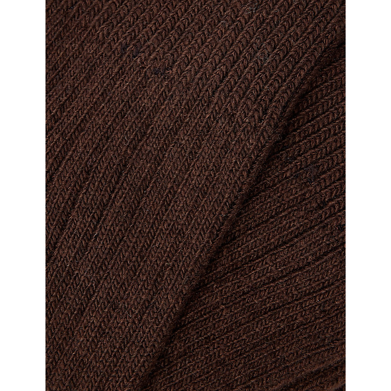 Shop Colorful Standard Womens Coffee Brown Ribbed-trim Recycled-wool-blend Socks