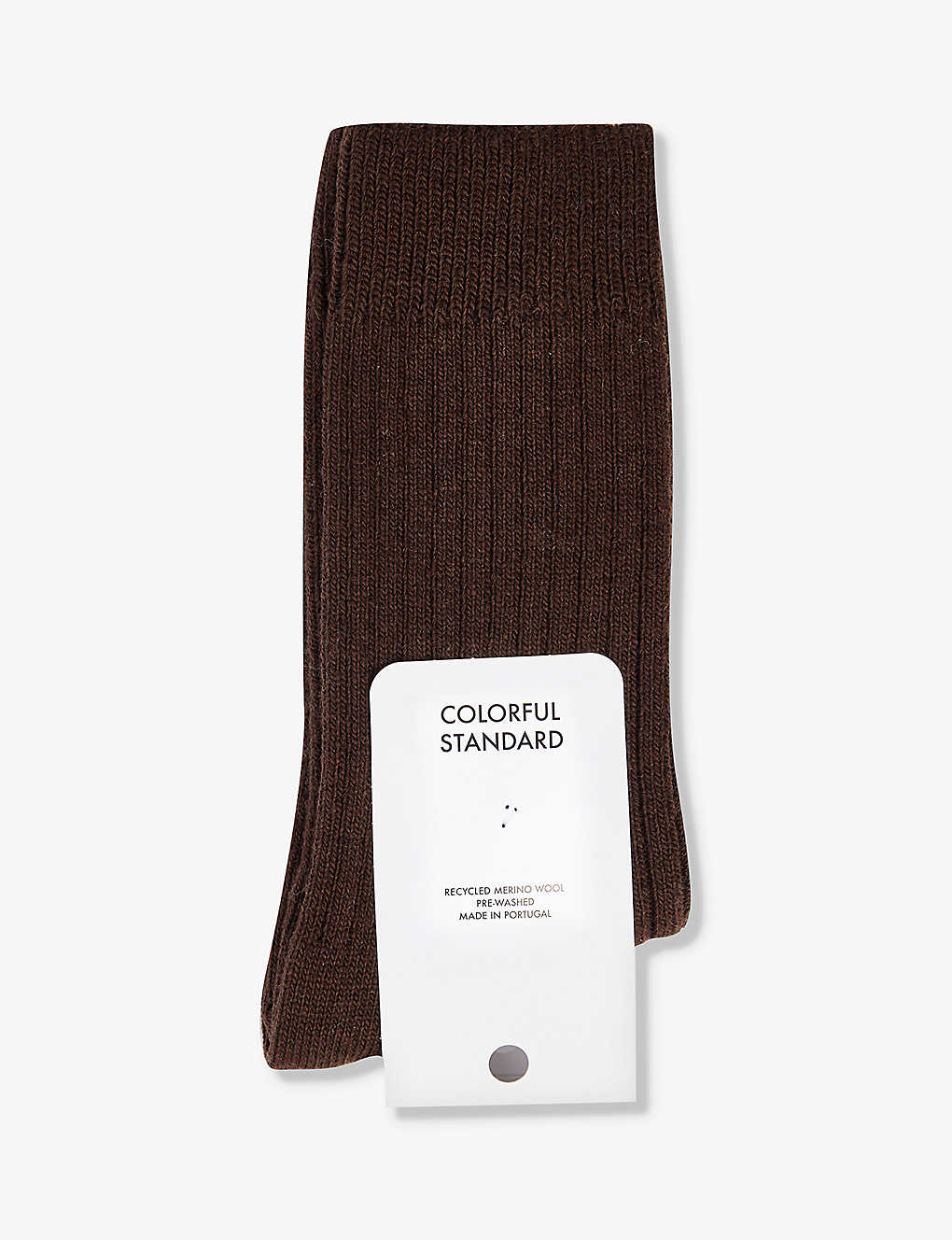 Colorful Standard Womens Coffee Brown Ribbed-trim Recycled-wool-blend Socks