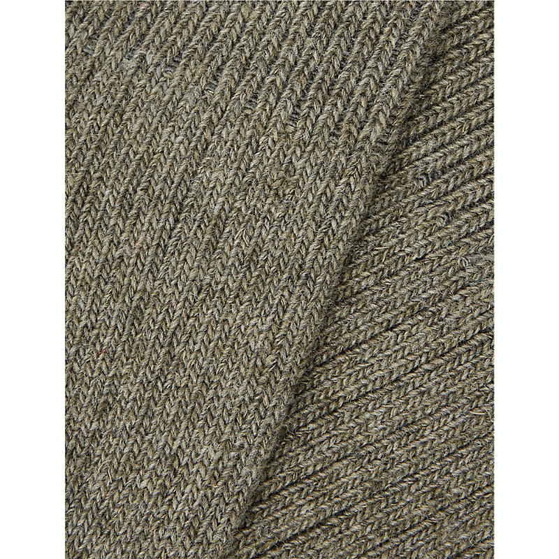 Shop Colorful Standard Womens Dusty Olive Ribbed-trim Recycled-wool-blend Socks