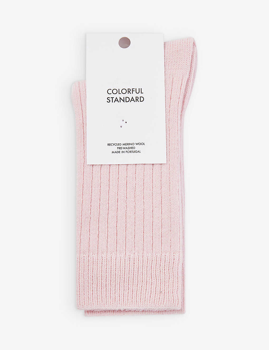 Colorful Standard Womens Faded Pink Ribbed-trim Recycled-wool-blend Socks