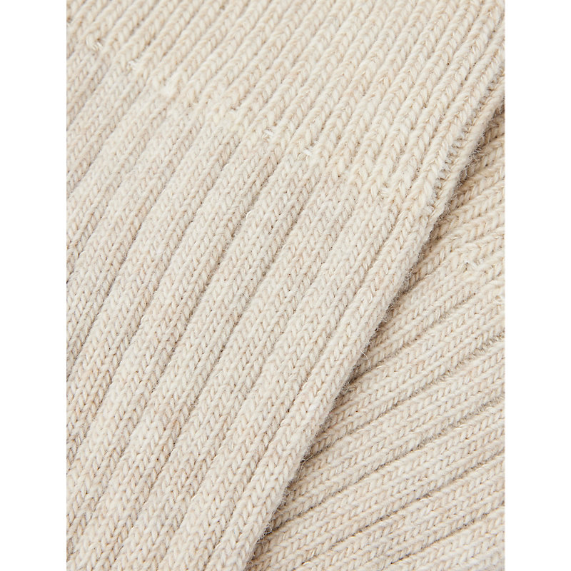 Shop Colorful Standard Women's Ivory White Ribbed-trim Recycled-wool-blend Socks
