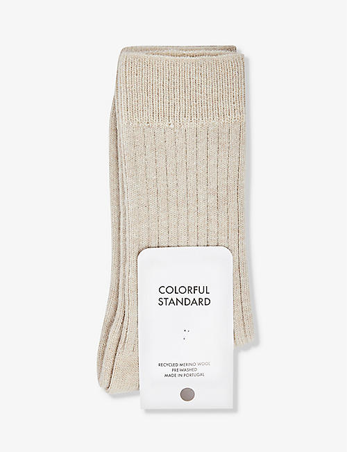 COLORFUL STANDARD: Ribbed-trim recycled-wool-blend socks