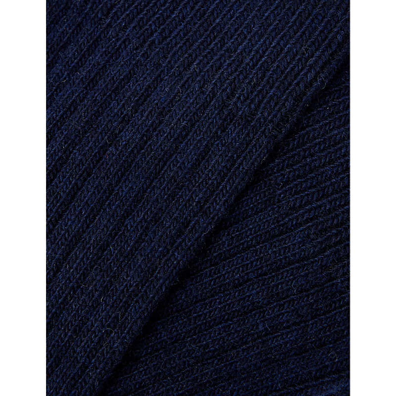 Shop Colorful Standard Womens Navy Blue Ribbed-trim Recycled-wool-blend Socks