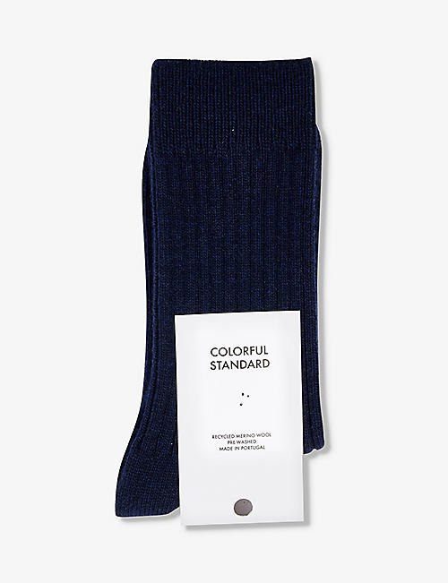 COLORFUL STANDARD: Ribbed-trim recycled-wool-blend socks