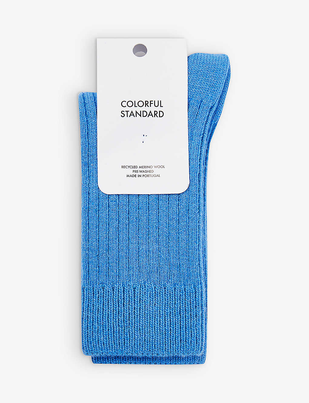 Colorful Standard Womens Pacific Blue Ribbed-trim Recycled-wool-blend Socks