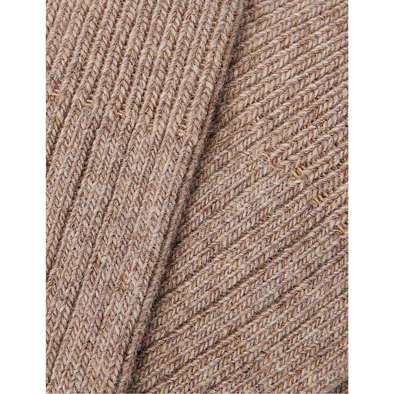 Shop Colorful Standard Womens Warm Taupe Ribbed-trim Recycled-wool-blend Socks