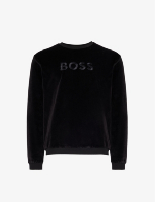 BOSS: Brand-embroidered crewneck cotton-blend sweatshirt