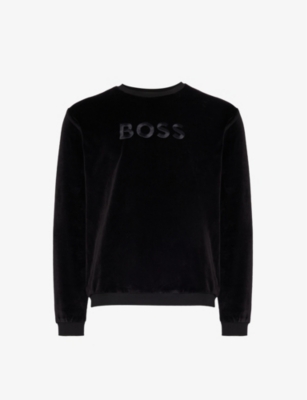 Boss velour clearance crew neck sweatshirt