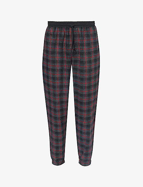 BOSS: Plaid-patterned cotton pyjama bottoms