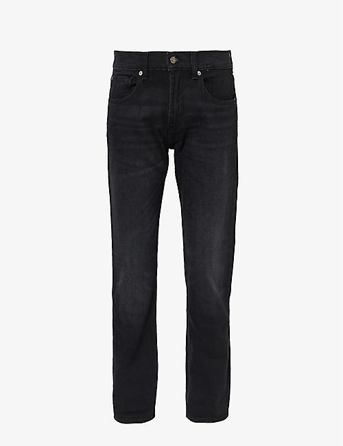 7 FOR ALL MANKIND: The Straight Blindside faded-wash straight-leg stretch-denim jeans