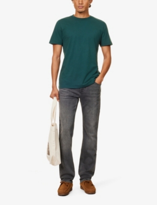 Shop 7 For All Mankind Standard Stretch Tek Straight-leg Stretch-denim Jeans In Grey