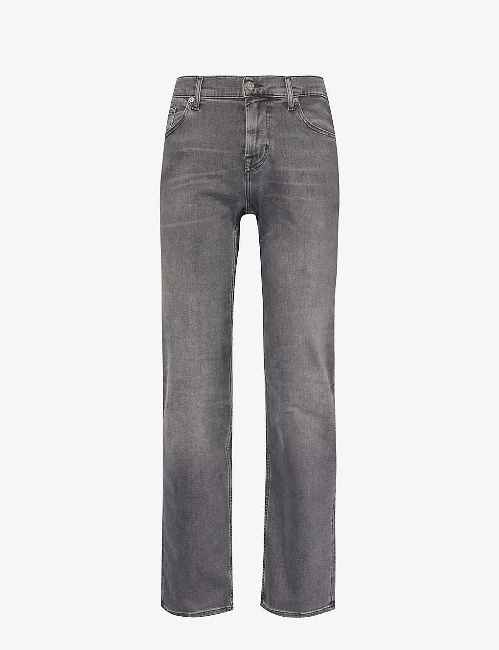 Shop 7 For All Mankind Standard Stretch Tek Straight-leg Stretch-denim Jeans In Grey