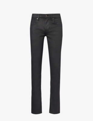 Shop 7 For All Mankind Mens Black Slimmy Slim-fit Tapered Stretch-denim Jeans