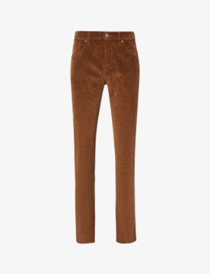 7 For All Mankind Mens Brown Slimmy Slim-fit Tapered Stretch-denim Jeans In Brown