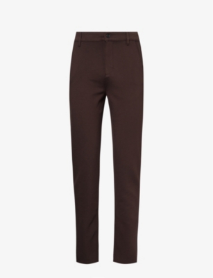 7 For All Mankind Mens Brown Travel Regular-fit Tapered Stretch-woven Trousers
