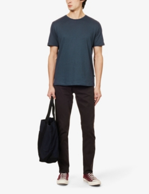 Shop 7 For All Mankind Men's Blue Brand-patch Crewneck Wool And Cashmere-blend T-shirt