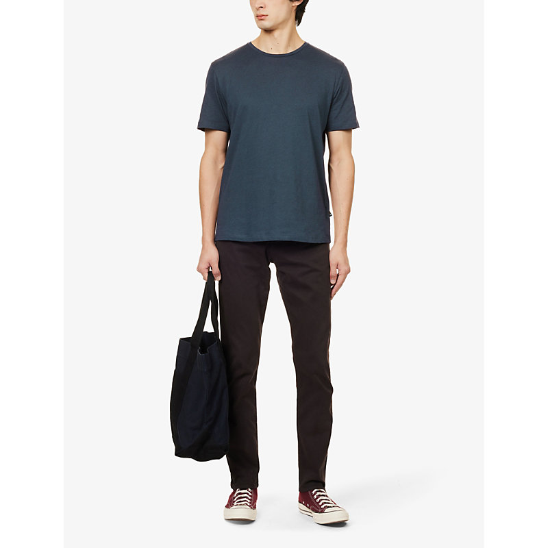 Shop 7 For All Mankind Mens Blue Brand-patch Crewneck Wool And Cashmere-blend T-shirt