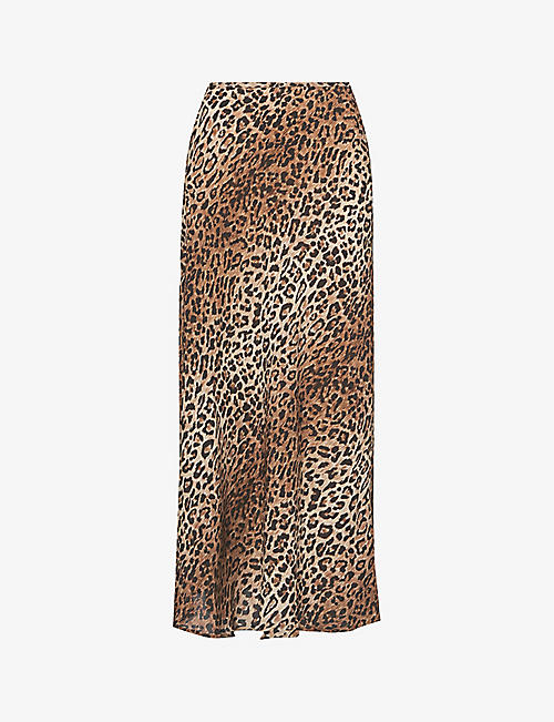 RIXO: Kelly leopard-print woven-blend maxi skirt