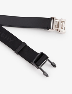 Shop Givenchy Men's Black Branded-buckle Woven Belt