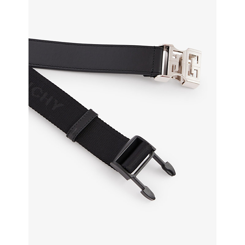 Shop Givenchy Men's Black Branded-buckle Woven Belt