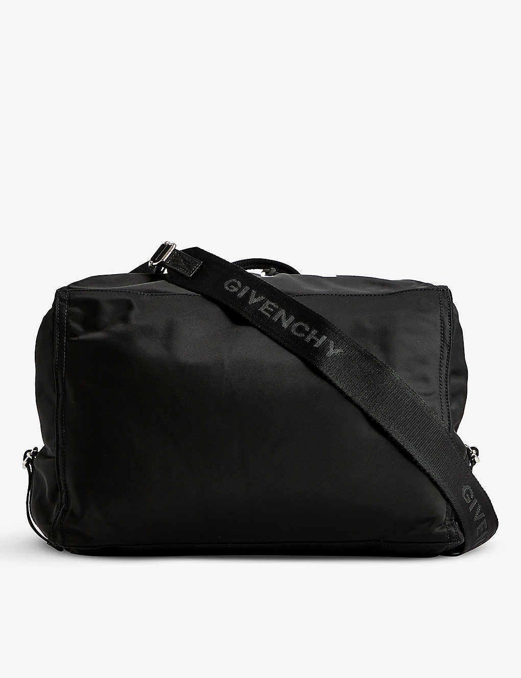 Shop Givenchy Pandora Brand-print Shell Cross-body Bag In Black/white