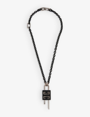 GIVENCHY: Lock brass and enamel necklace