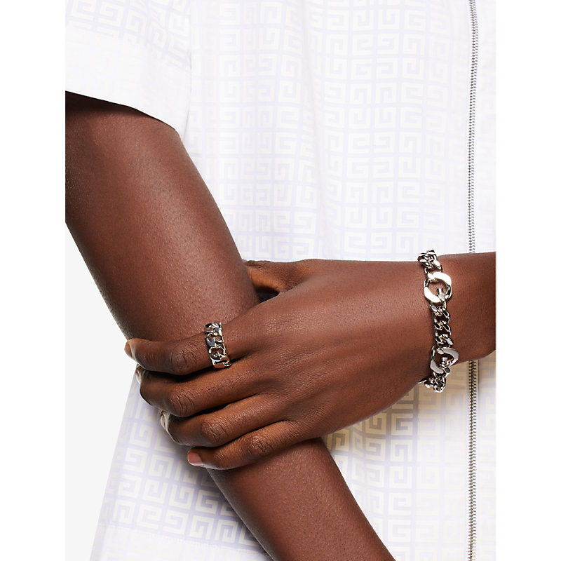 Shop Givenchy G Chain Brass Ring In Silvery
