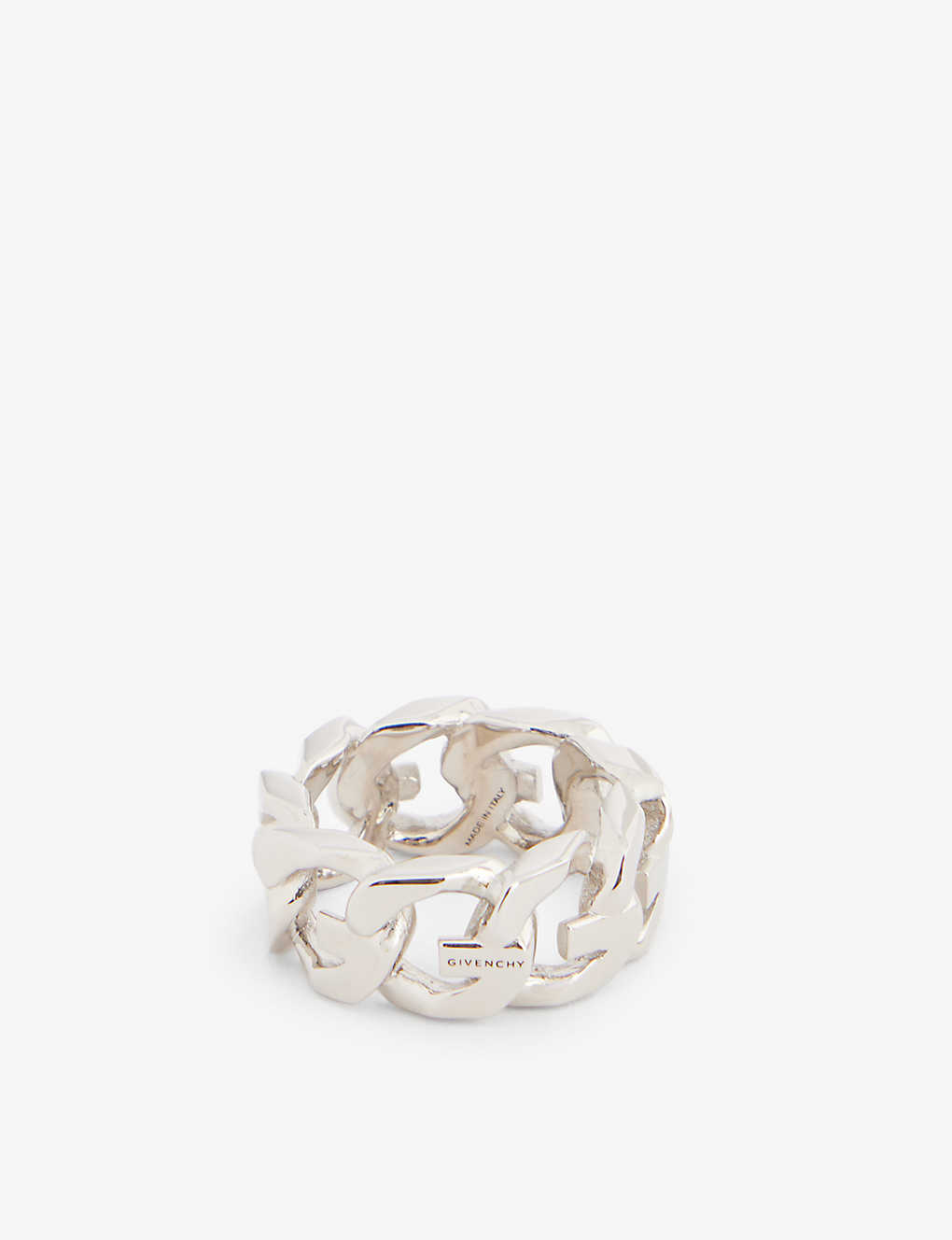 Givenchy Mens Silvery G Chain Brass Ring