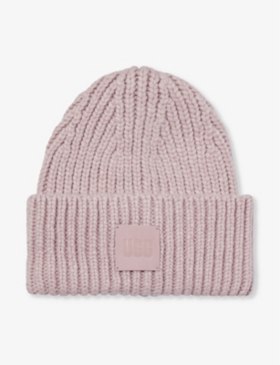 Ugg Womens Mauve Logo-patch Knitted Beanie In Mauve