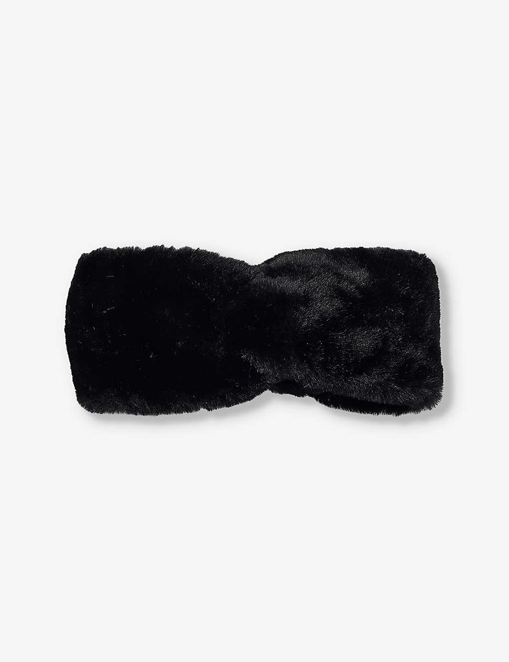 Ugg Womens Logo-patch Faux-fur Headband