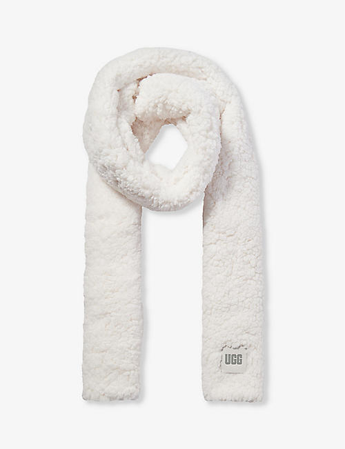 UGG: Brand-patch textured faux-fur scarf