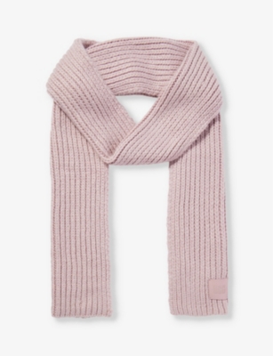 Ugg Womens Mauve Brand-patch Ribbed Knitted Scarf | ModeSens