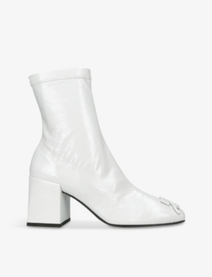 Shop Courrèges Heritage Brand-plaque Vinyl Heeled Ankle Boots In Winter Wht
